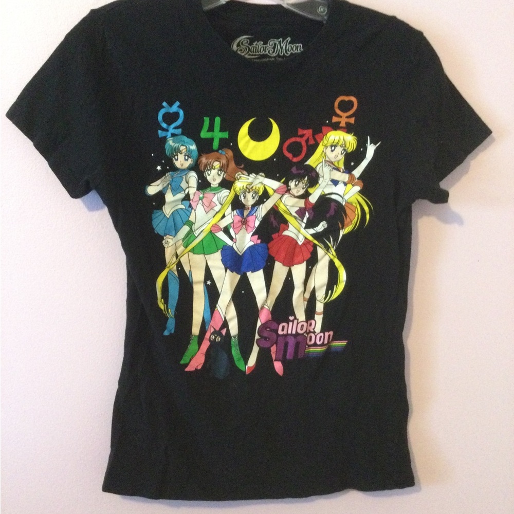 Sailor Moon Black Graphic T-Shirt Sz S